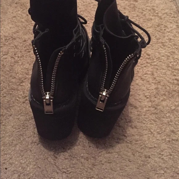 UNIF Black Platform Combat Boots - Picture 3 of 4